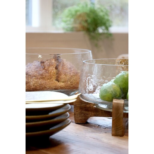 Impressionen zu Chic Antique Glas Tablett mit Holzsockel, Bild 1