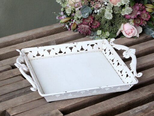 Impressionen zu Chic Antique Tablett mit Griff und Dekor, Bild 1