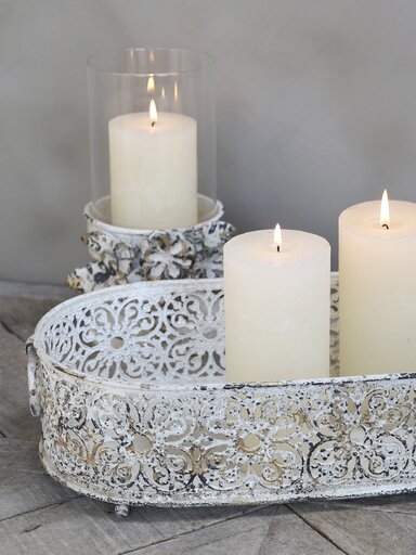Impressionen zu Chic Antique Tablett Shabby Chic mit Spitzenkante, Bild 1