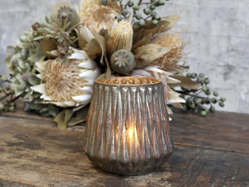 Impressionen zu Chic Antique Teelichtglas mit Diamantmuster aus Glas, Bild 1