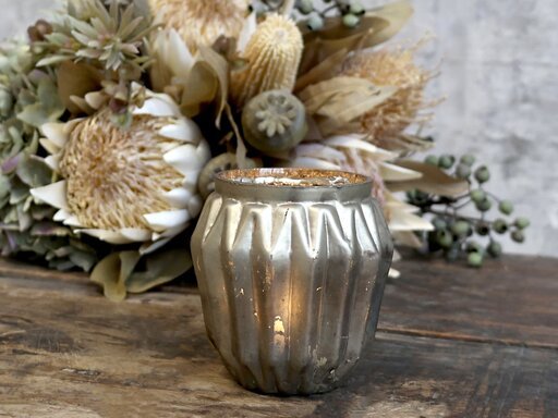 Impressionen zu Chic Antique Teelichthalter Diamant Muster aus Glas, Bild 1