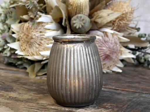 Impressionen zu Chic Antique Teelichthalter mit Rillen aus Glas, Bild 1