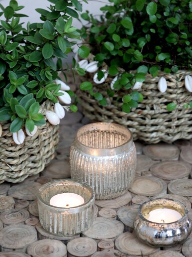 Impressionen zu Chic Antique Teelichthalter mit Rillen in Silber, Bild 3