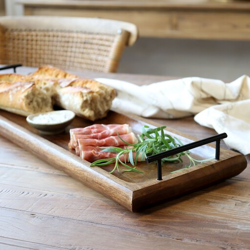Impressionen zu Chic Antique Tours Servier Tablett in Holz mit Henkel, Bild 5