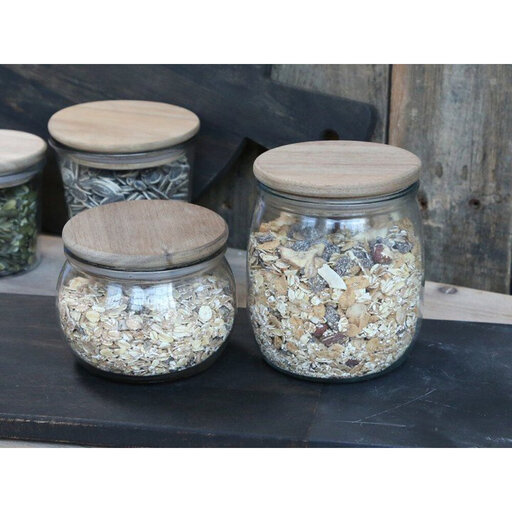 Impressionen zu Chic Antique Vallet Aufbewahrungsglas mit Holzdeckel rund, Bild 1