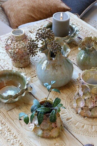 Impressionen zu Chic Antique Vase Wüstenrose mit Dekor aus Steingut, Bild 1
