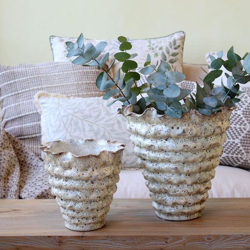 Impressionen zu Chic Antique Vase mit Rillen aus Steingut, Bild 1