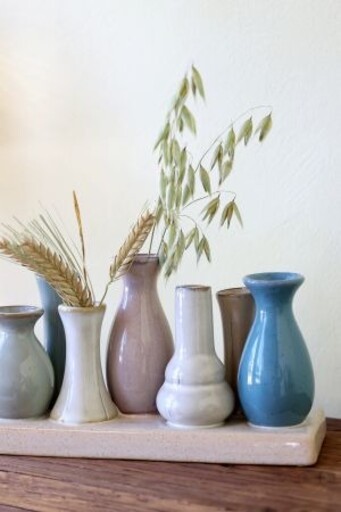 Impressionen zu Chic Antique Vasen auf Tablett, 7 Vasen, Bild 1