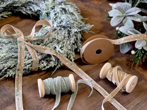 Impressionen zu Chic Antique Velourband auf Holzspule, Dekoband, Bild 4