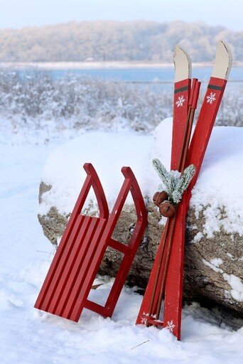 Impressionen zu Chic Antique Vintage Deko-Ski mit Skistöcken Antique Cherry, Bild 1