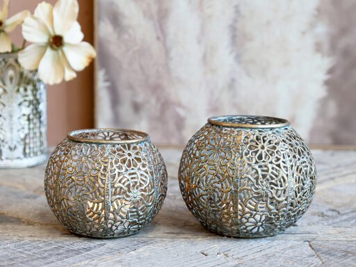 Impressionen zu Chic Antique Vire Eisen Teelichthalter mit Muster, Bild 1