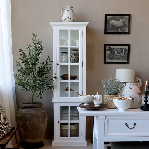 Impressionen zu Chic Antique Landhaus Vitrinenschrank Marseille mit 2 Türen und Regalen, Bild 4