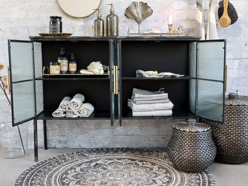 Impressionen zu Chic Antique Vitrinenschrank mit gerillten Glastüren, Bild 5
