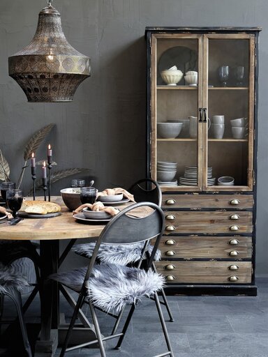 Impressionen zu Chic Antique Vitrinenschrank mit Glastüren und 4 länglichen Schubladen, Bild 1