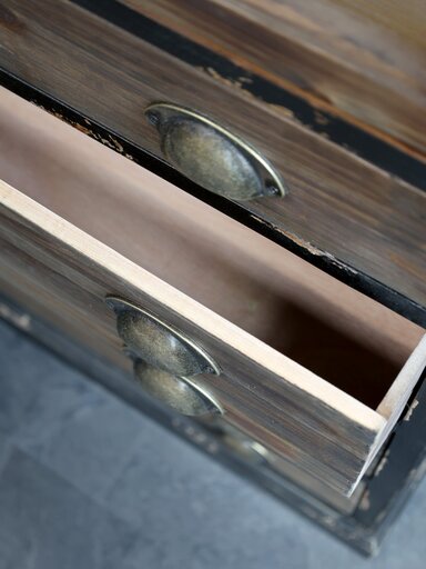 Impressionen zu Chic Antique Vitrinenschrank mit Glastüren und 4 länglichen Schubladen, Bild 2