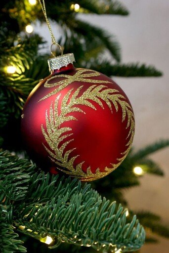 Impressionen zu Chic Antique Weihnachtskugel mit Girlanden Kirschrot, Bild 2