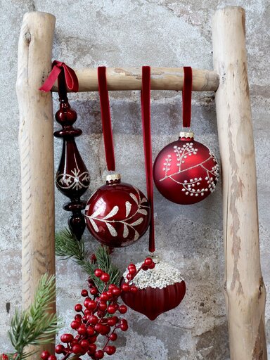 Impressionen zu Chic Antique Weihnachtskugel mit Glitzer, rot, Bild 1