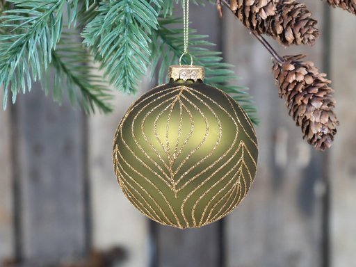 Impressionen zu Chic Antique Weihnachtskugel Blatt mit Goldmuster, Bild 1