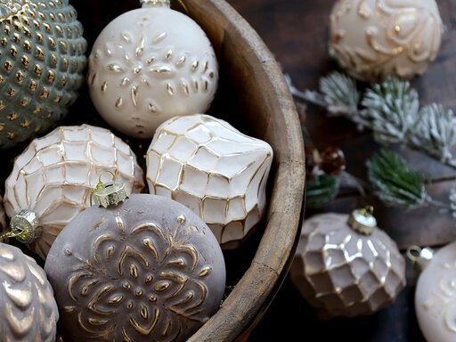 Impressionen zu Chic Antique Weihnachtskugel mit Goldmuster Fleur, Bild 3