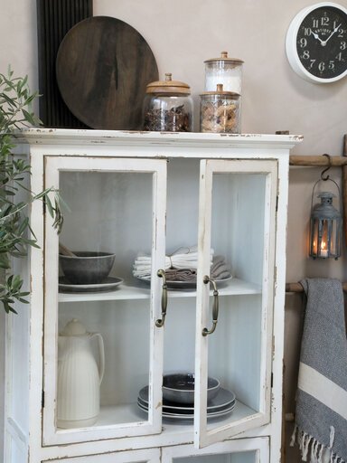 Impressionen zu Chic Antique Weiße Shabby Vitrine mit 4 Türen, Bild 2