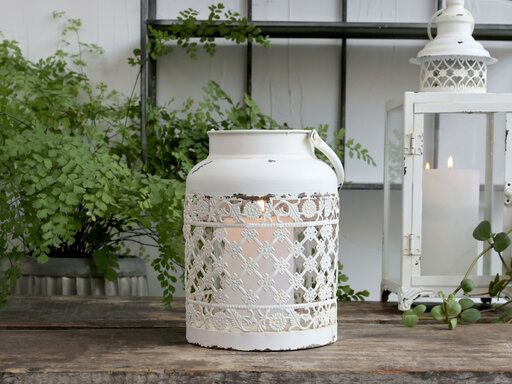 Impressionen zu Chic Antique Windlicht mit Dekor, weiß, Bild 1