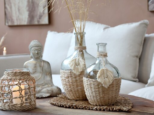 Impressionen zu Chic Antique Windlicht mit geflochtenem Schilf, Bild 2