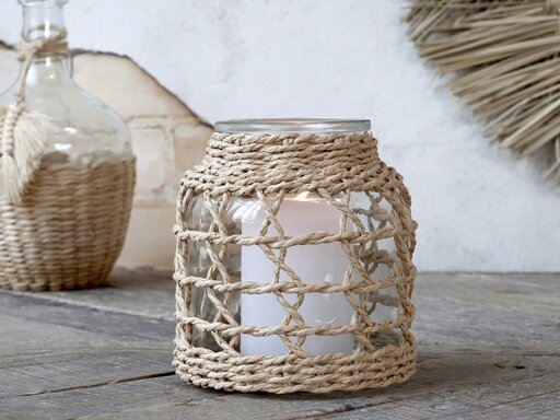 Impressionen zu Chic Antique Windlicht mit geflochtenem Schilf, Bild 3