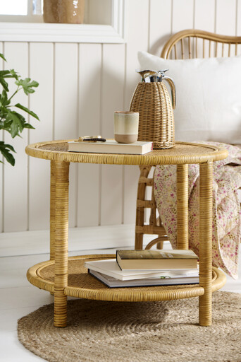 Impressionen zu IB Laursen Beistelltisch mit geflochtenen Tischplatten aus Rattan, Bild 1