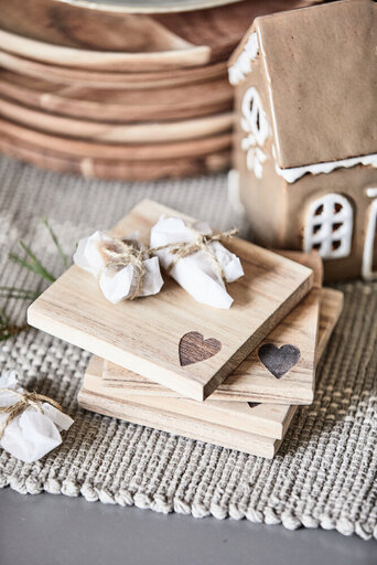 Impressionen zu Ib Laursen Holz Untersetzer mit Herz 4er, Bild 2