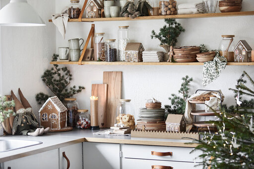 Impressionen zu IB Laursen Keramik Lebkuchenhaus Teelichthaus Stillenat Schneekristall, Bild 1