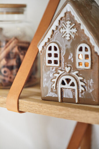 Impressionen zu IB Laursen Keramik Lebkuchenhaus Teelichthaus Stillenat Schneekristall, Bild 3