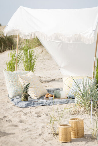 Impressionen zu IB Laursen Sonnensegel mit Fransen und Holzstangen, Bild 1