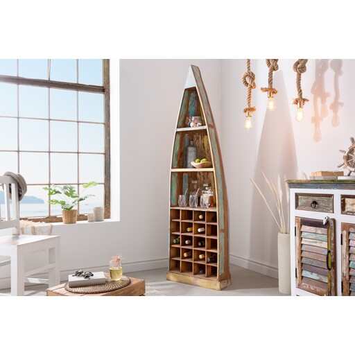 Impressionen zu Invicta Interior Weinregal & Stiefelregal Borneo 190cm | Recyceltes Mangoholz, Bild 2