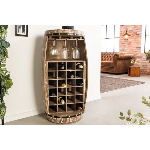 Impressionen zu Invicta Interior Weinregal halb BODEGA 100cm für 24 Flaschen Massivholz Tannenholz natur, Bild 1