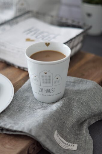 Impressionen zu Krasilnikoff Happy Mug Becher Zuhause ist wo die Liebe wohnt, Bild 1