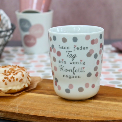 Impressionen zu Krasilnikoff Wave Mug, Lass jeden Tag ein wenig Konfetti regnen, Bild 1