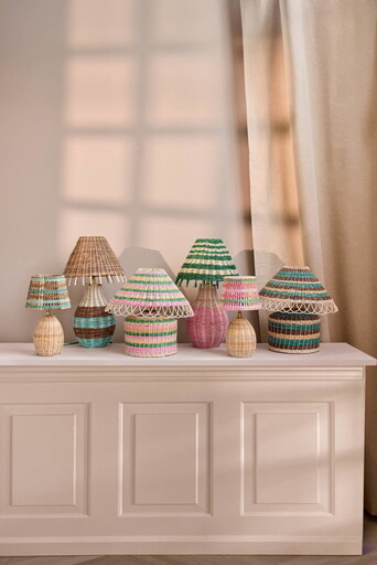 Impressionen zu RICE Natur-Rattan Tischlampe, niedrig, Bild 1