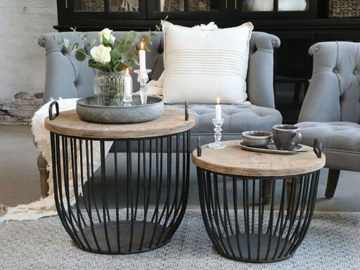 Impressionen zu Chic Antique Shabby Sofatisch mit Holzdeckel 2er Set, Bild 4