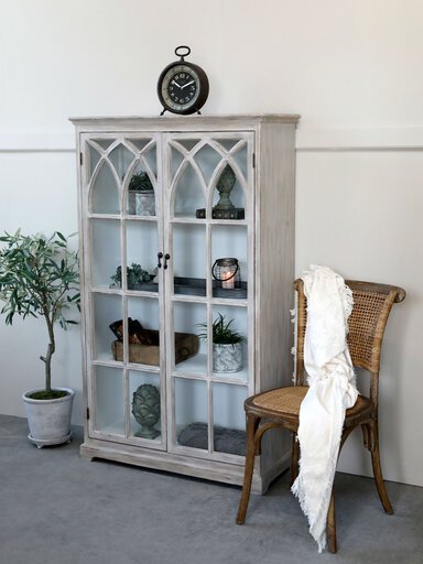 Impressionen zu Chic Antique Shabby Chic Vitrine mit Kreuztüren, Bild 1