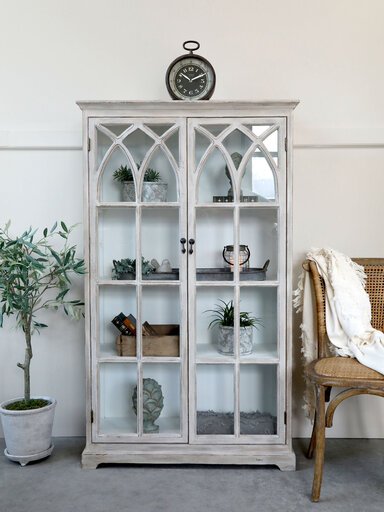 Impressionen zu Chic Antique Shabby Chic Vitrine mit Kreuztüren, Bild 4