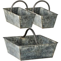 IB Laursen Metallkorb-Set Urban Garden Zinkgrau 3-teilig