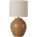 IB Laursen Tischlampe Aura Keramik Braun mit Leinenschirm